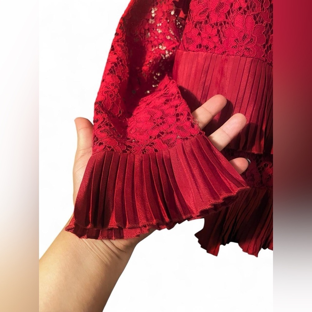 J. Crew Red Lace Ruffle Blouse - Picture 5 of 6